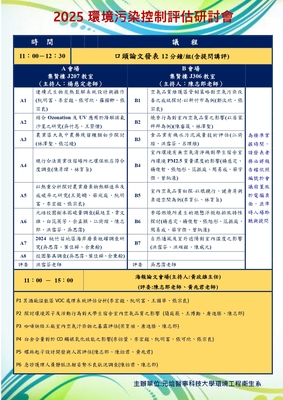 「2025環境污染控制評估研討會」議程